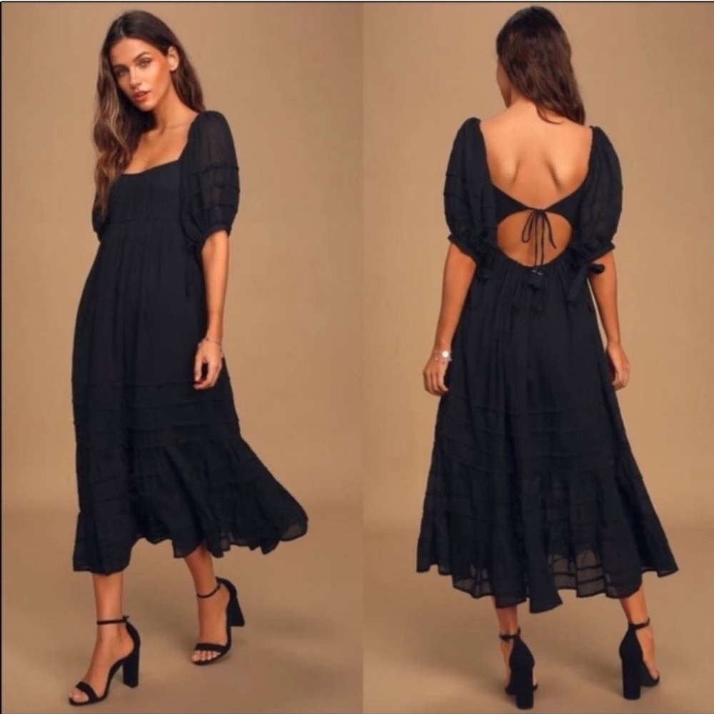 Free people Let’s be friends puff sleeve midi dress